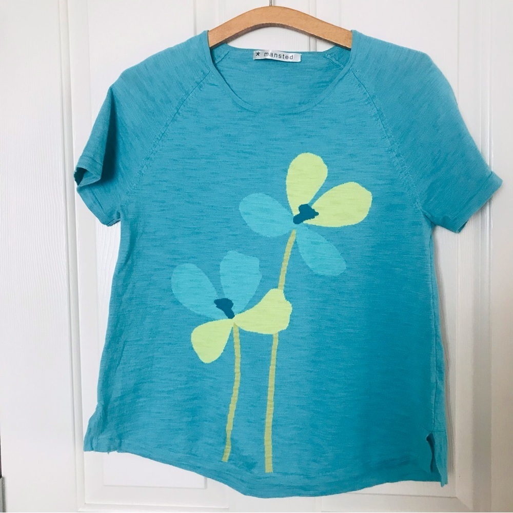 Mansted Women’s Fine Knit Cotton Shirt Teal Size Small